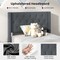 Costway Twin Size Upholstered Platform Bed with Button Tufted Wingback Headboard Blue/Grey